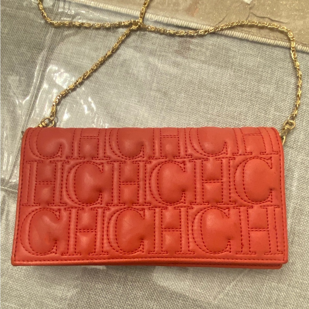 Carolina Herrera HC monogram crossbody. Gorgeous CORAL Color.